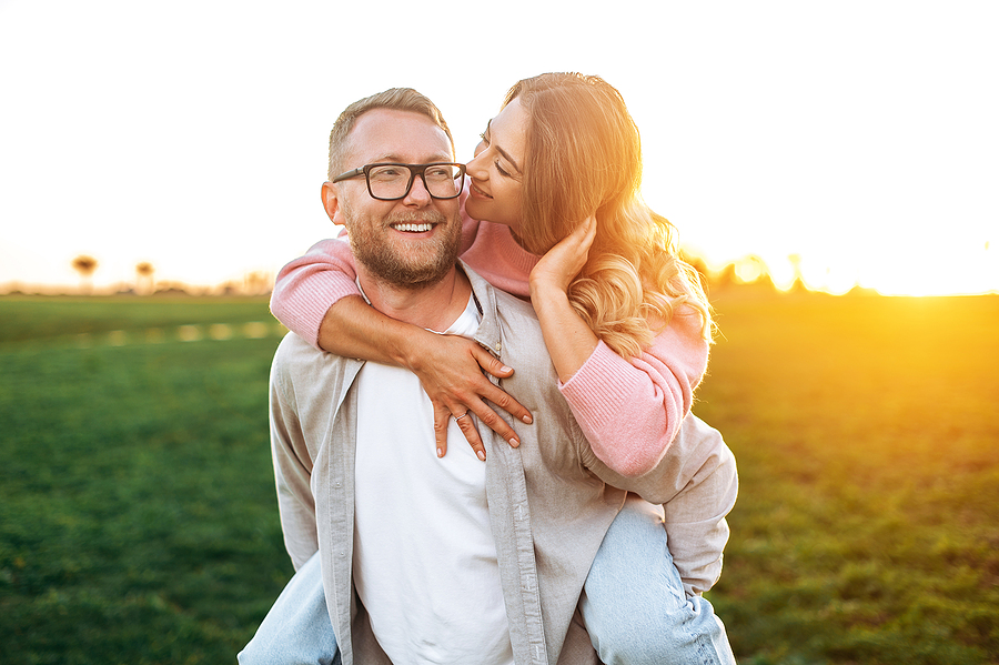 Happy couple out in nature