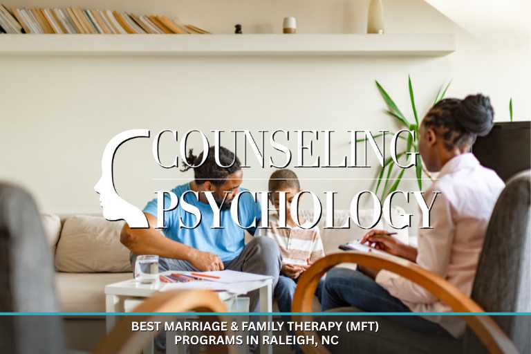A counselor meets with a father and his young son in an office.