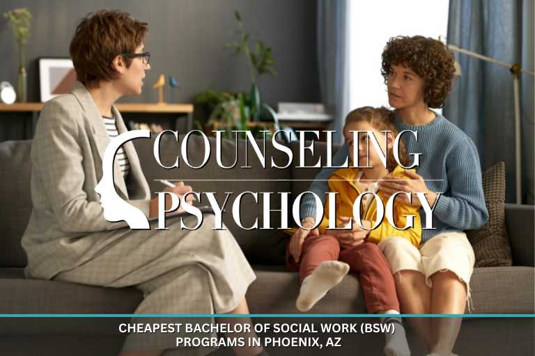 A counselor meets with a mother and her young son in an office.